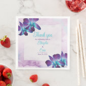 Serviette En Papier Turquoise violet bleu Dendrobium Mariage orchidée (En situation)