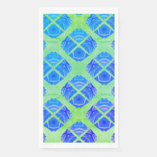 Serviette En Papier Turquoise, Violet, Motif Boho Vert Peacocks