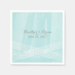 Serviette En Papier Turquoise Watercolor Deco Mariage