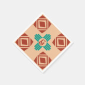 Serviette En Papier Turquoise Zia Tribal Brown Tan (Coin)