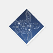 Serviette En Papier Turtle de la mer d'Hawaii blanc sur Blue Beach Mar (Coin)