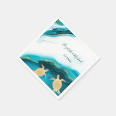 Serviette En Papier Turtles Côtes Turquoise Personnalisé Mariage Plage (Coin)