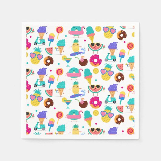 Serviette En Papier Tutti Fruitti Glaces aux Fruits d'Été pour Fête (Devant)