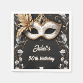 Serviette En Papier tutu noir or chic Masquerade 50e anniversaire (Devant)