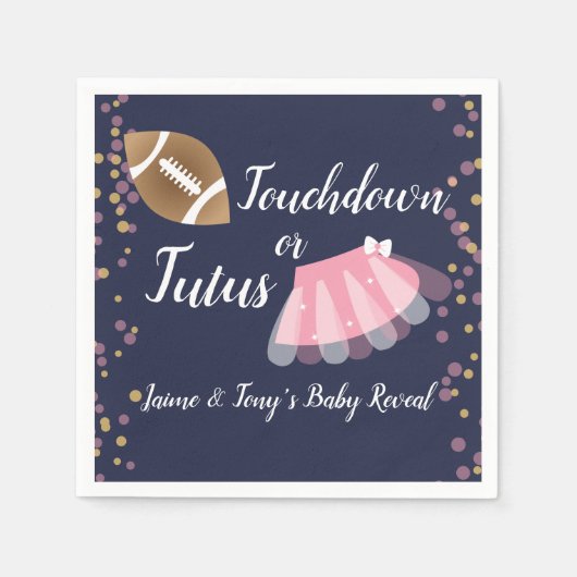 Serviette En Papier Tutus de révélation de bébé ou bleu de touchdown (Devant)
