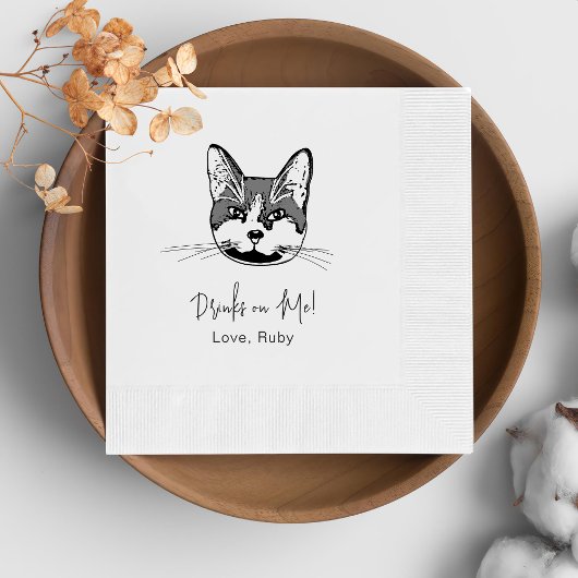 Serviette En Papier Tuxedo Chat Boisson Personnalisée Sur Moi