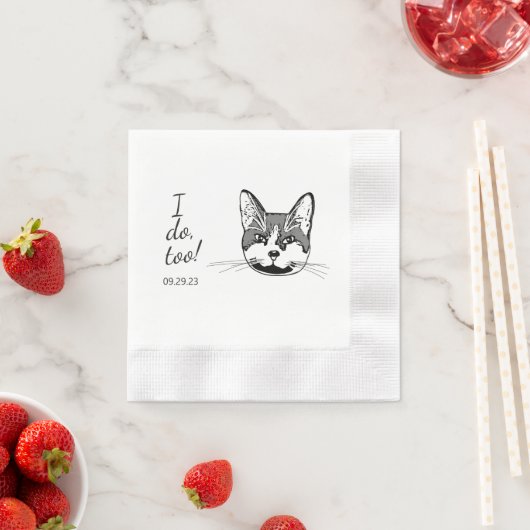 Serviette En Papier Tuxedo Chat Personnalisé I Doo Aussi (En situation)