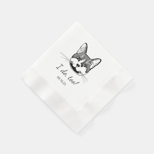 Serviette En Papier Tuxedo Chat Personnalisé Je fais Aussi (Coin)