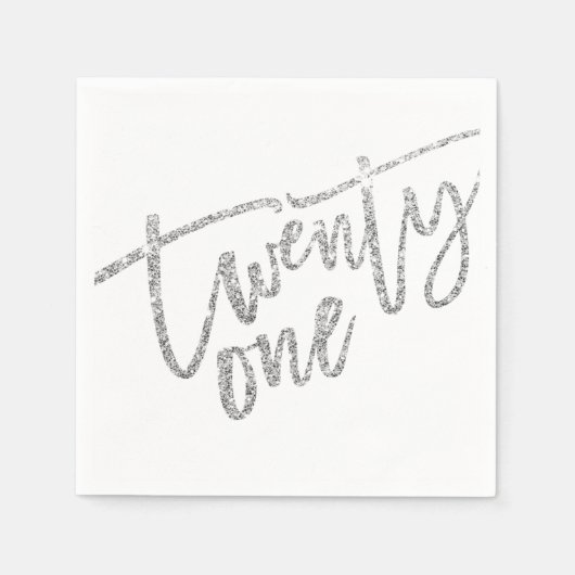 Serviette En Papier TWENTY-ONE script moderne glam argent parties scin (Devant)