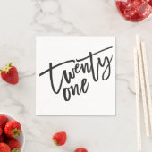 Serviette En Papier TWENTY-ONE script moderne noir blanc 21e (En situation)