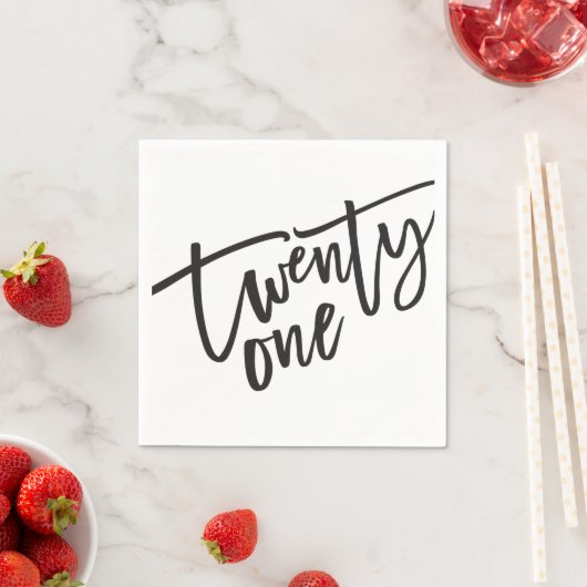 Serviette En Papier TWENTY-ONE script moderne noir blanc 21e (En situation)