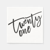 Serviette En Papier TWENTY-ONE script moderne noir blanc 21e (Devant)