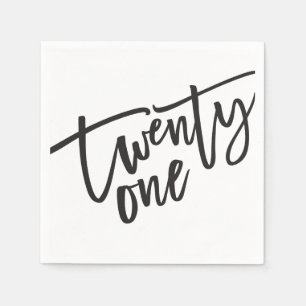 Serviette En Papier TWENTY-ONE script moderne noir blanc 21e