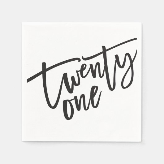 Serviette En Papier TWENTY-ONE script moderne noir blanc 21e (Devant)