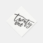 Serviette En Papier TWENTY-ONE script moderne noir blanc 21e (Coin)