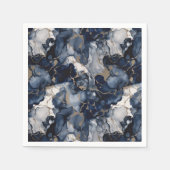 Serviette En Papier Twilight Navy bleu et gris avec l'or antique (Devant)