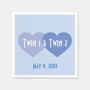 Serviette En Papier Twin Boys Blue Hearts