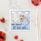 Serviette En Papier Twin Boys - Stork Baby shower Papier serviettes (En situation)