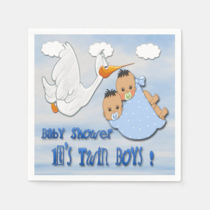 Serviette En Papier Twin Boys - Stork Baby shower Papier serviettes