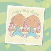 Serviette En Papier Twin Bunnies Baby shower Papier Jaune Napkin
