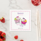 Serviette En Papier Twin Girls Pois rose Baby shower Napkin (En situation)