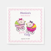 Serviette En Papier Twin Girls Pois rose Baby shower Napkin (Devant)