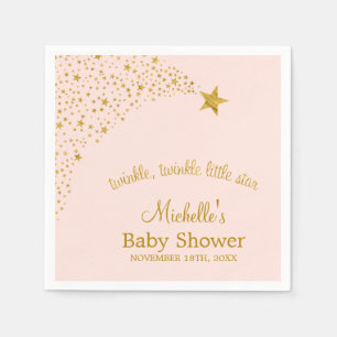 Serviette En Papier Twinkle Little Shooting Star Pink Gold Baby shower