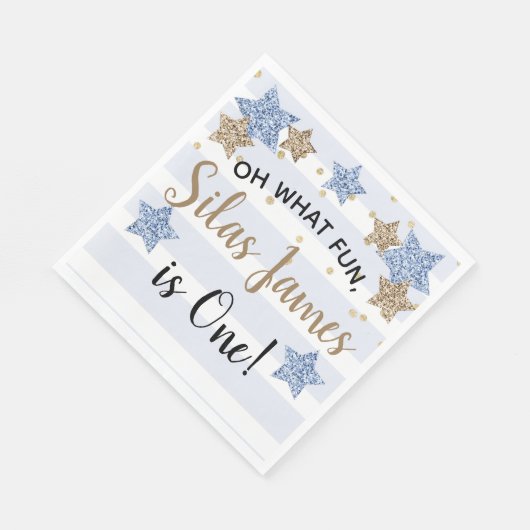 Serviette En Papier Twinkle Little Star 1er Anniversaire Blue Gold Nap (Coin)