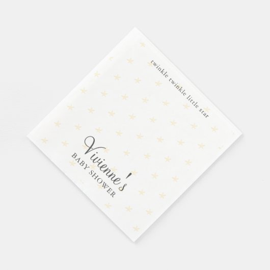 Serviette En Papier Twinkle Little Star Baby shower blanc et gris (Coin)