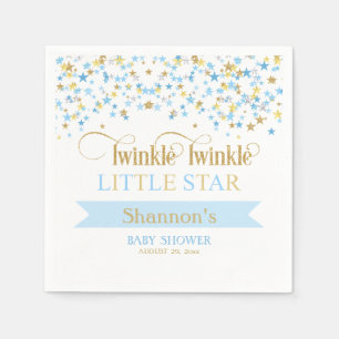 Serviette En Papier Twinkle Little Star Baby shower Bleu & Or