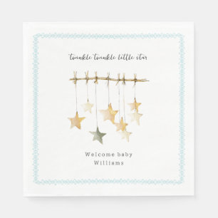 Serviette En Papier Twinkle Little Star Boho Bleu Baby Shower
