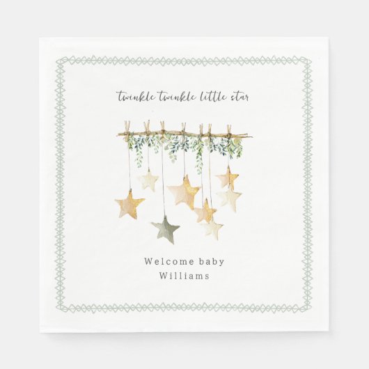 Serviette En Papier Twinkle Little Star Boho Botanical Baby Shower (Devant)
