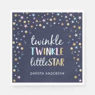 Serviette En Papier Twinkle Little Star Confetti & Baby shower bleu