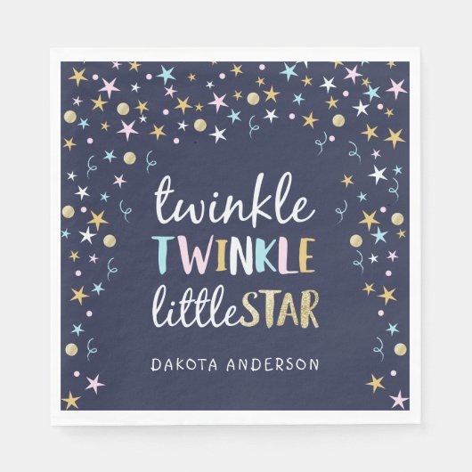 Serviette En Papier Twinkle Little Star Confetti & Baby shower bleu (Devant)