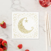 Serviette En Papier Twinkle Little Star Gold Moon Blanc Napkin (En situation)