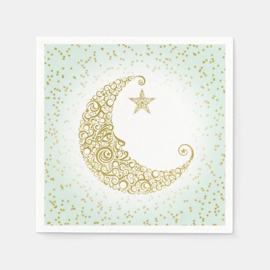 Serviette En Papier Twinkle Little Star Gold Moon Mint Napkin (Devant)