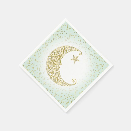 Serviette En Papier Twinkle Little Star Gold Moon Mint Napkin (Coin)