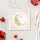 Serviette En Papier Twinkle Little Star Gold Moon rose Napkin (En situation)
