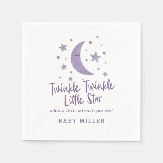 Serviette En Papier Twinkle Little Stars Lavender Baby shower (Devant)