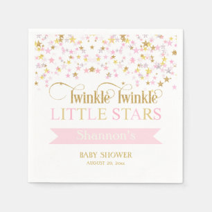 Serviette En Papier Twinkle Little Stars Twins Baby shower Rose Gold