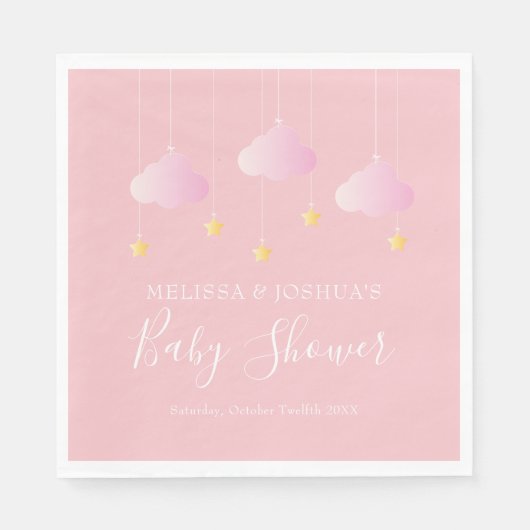 Serviette En Papier Twinkle petit baby shower étoile rose doux (Devant)