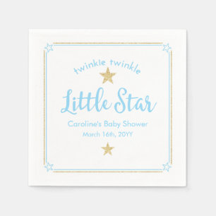 Serviette En Papier Twinkle Twinkle Little Star Baby shower bleu or