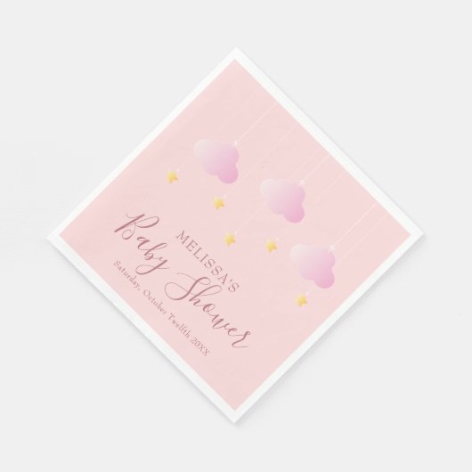 Serviette En Papier Twinkle Twinkle Little Star Baby shower fille rose (Coin)