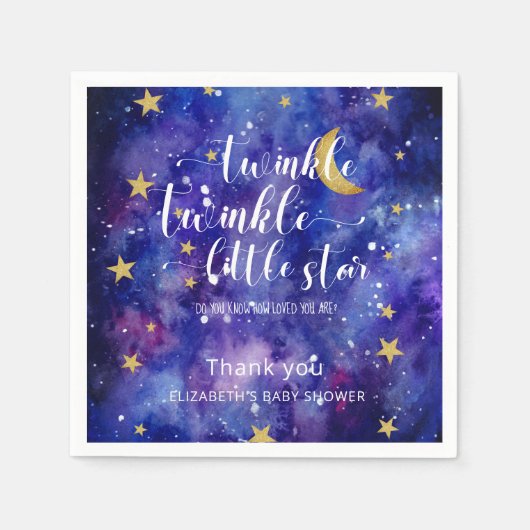 Serviette En Papier Twinkle Twinkle Little Star Baby shower Galaxy (Devant)