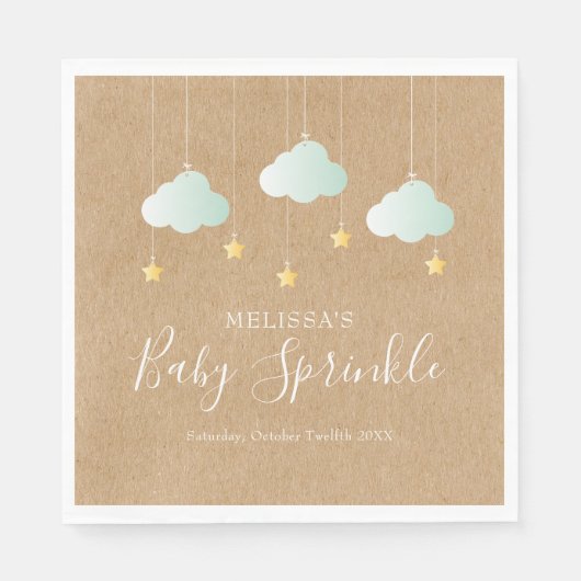 Serviette En Papier Twinkle Twinkle Little Star Baby Sprinkle rustique (Devant)