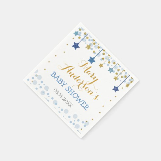 Serviette En Papier Twinkle Twinkle Little Star Gold Blue Sparkle Baby (Coin)