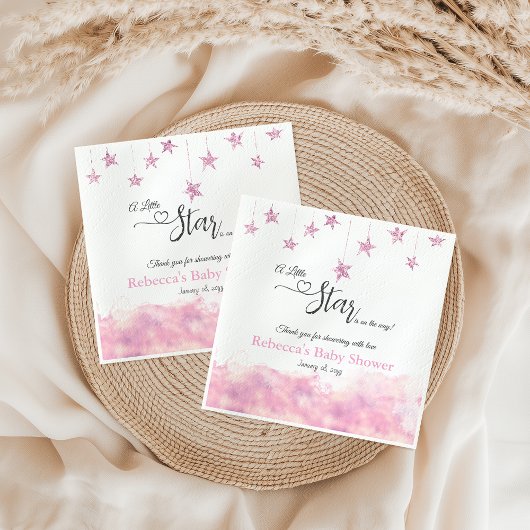 Serviette En Papier Twinkle Twinkle Little Star Pink Girl Baby Shower