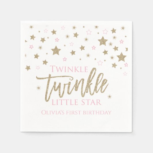 Serviette En Papier Twinkle Twinkle Little Star premier anniversaire N (Devant)