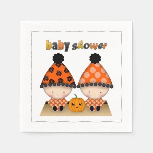 Serviette En Papier Twins Automne Automne Halloween Baby shower (Devant)