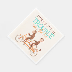 Serviette En Papier Twins Baby shower mignon singe double problème